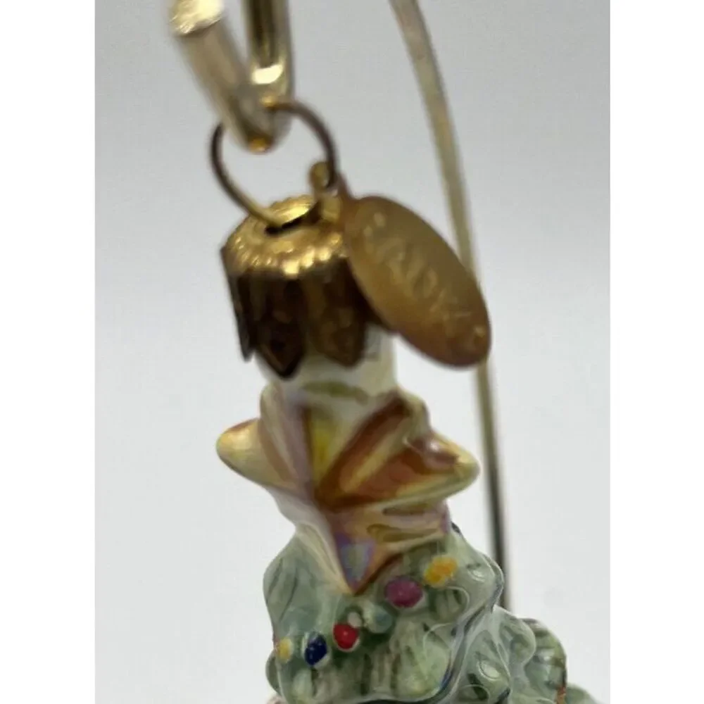 Christopher Radko Christmas Ornament Tree Presents Bell Shape Hand Painted Stand